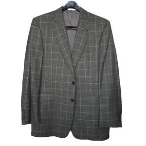 Burberry London Kensington Blazer Wool Silk Houndstooth 43L USA Brown Black